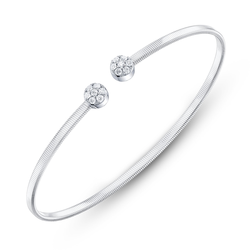 Main Image 2 of Shy Creation Multi-Diamond Pavé Cuff Bangle Bracelet 1/5 ct tw 14K White Gold