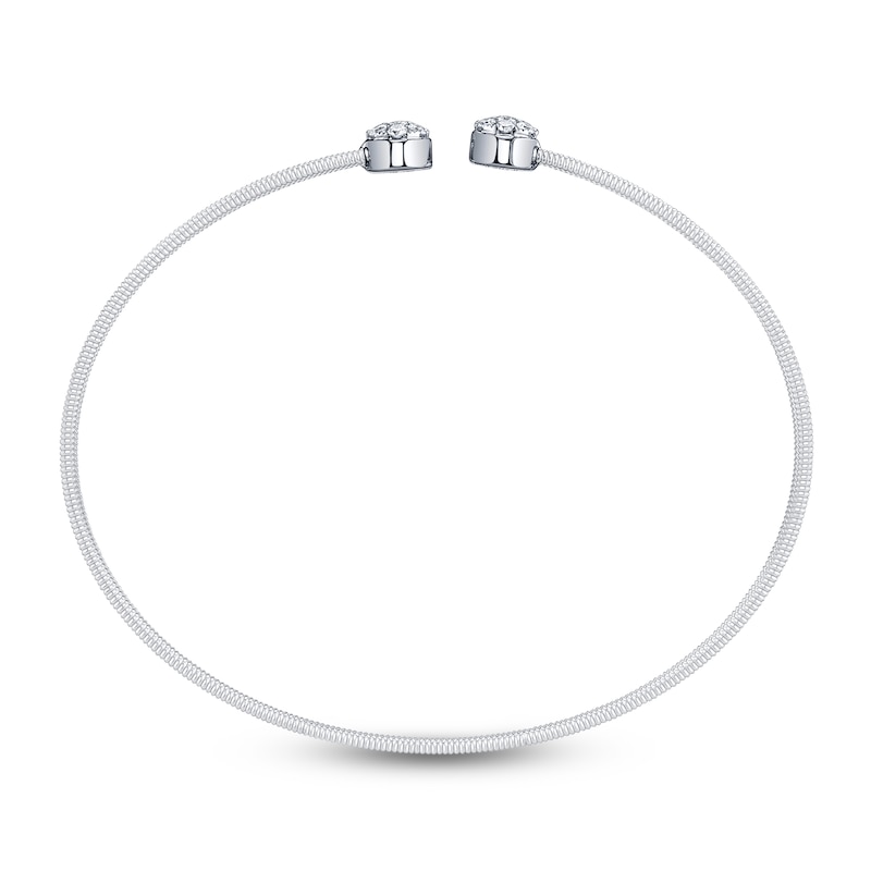 Main Image 3 of Shy Creation Multi-Diamond Pavé Cuff Bangle Bracelet 1/5 ct tw 14K White Gold
