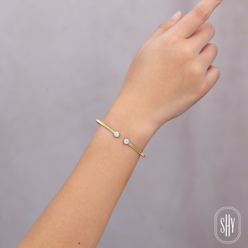 Main Image 5 of Shy Creation Multi-Diamond Pavé Cuff Bangle Bracelet 1/5 ct tw 14K White Gold
