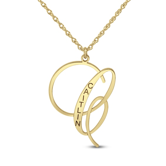 Initial & Name Necklace 24K Yellow Gold-Plated Sterling Silver 18"