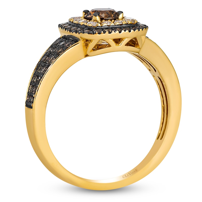 Main Image 2 of Le Vian Chocolate Diamond Double Halo Ring 1-1/6 ct tw 14K Honey Gold