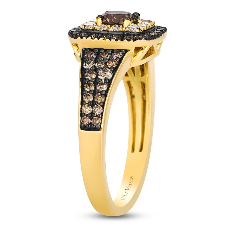 Main Image 3 of Le Vian Chocolate Diamond Double Halo Ring 1-1/6 ct tw 14K Honey Gold