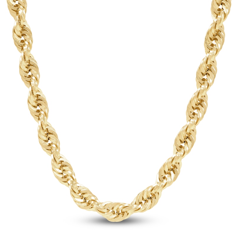 Main Image 1 of Glitter Rope Chain 4.5mm Semi-Solid 10K Yellow Gold 20"