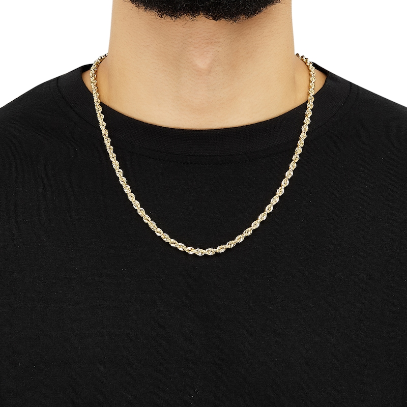 Main Image 4 of Glitter Rope Chain 4.5mm Semi-Solid 10K Yellow Gold 20"