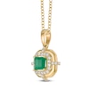 Thumbnail Image 2 of Square-Cut Natural Emerald & Diamond Frame Necklace 1/5 ct tw 10K Yellow Gold 18"