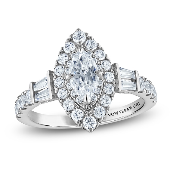 Vera Wang VOW Marquise-Cut Diamond Double Halo Engagement Ring 1-5/8 ct tw 14K White Gold