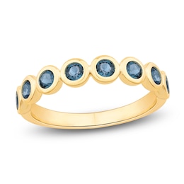Jared Signature Mini Bezel Collection Natural London Blue Topaz 2.5mm Stackable Ring 14K Yellow Gold