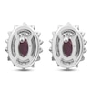 Thumbnail Image 2 of Oval-Cut Certified Ruby & Diamond Starburst Halo Stud Earrings 1/4 ct tw 14K White Gold