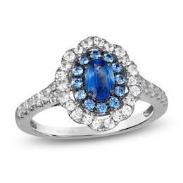 Le Vian Oval-Cut Natural Blue & White Sapphire Ring 14K Vanilla Gold