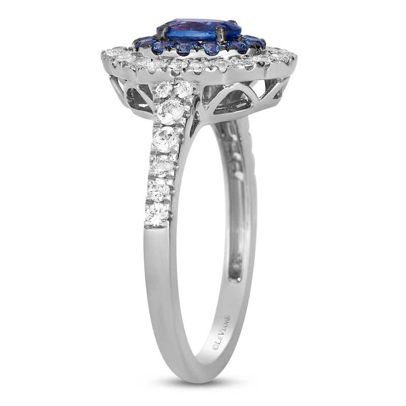 Main Image 3 of Le Vian Oval-Cut Natural Blue & White Sapphire Ring 14K Vanilla Gold