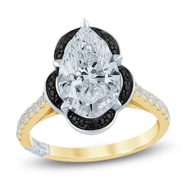 &nbsp;Pnina Tornai Pear-Shaped Lab-Grown Diamond & Black Diamond Engagement Ring 3-7/8 ct tw 14K Yellow Gold