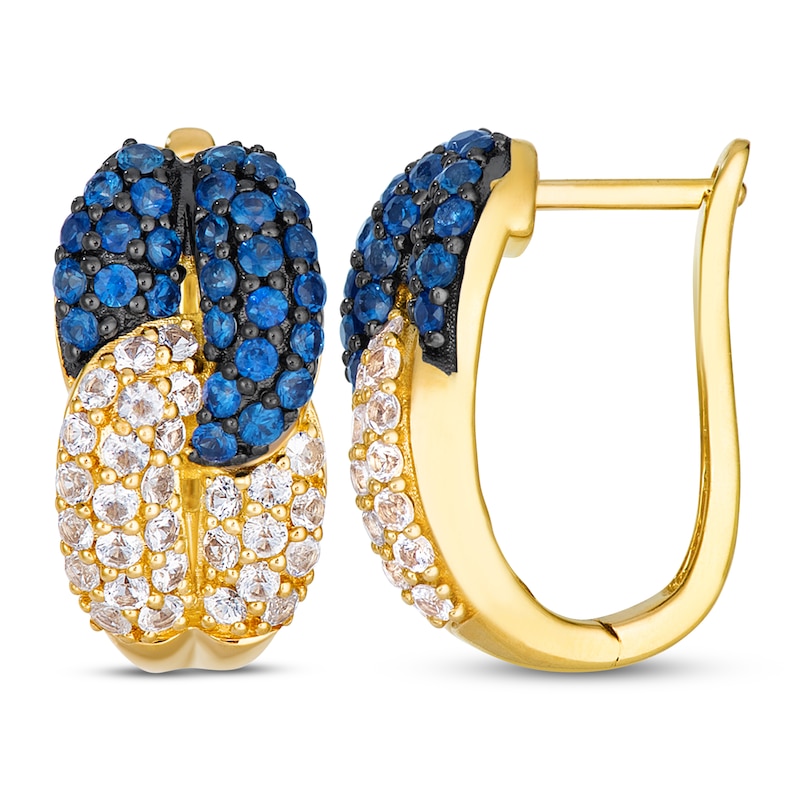 Main Image 1 of Le Vian Natural Blue & White Sapphire Loop U-Hoop Earrings 14K Honey Gold