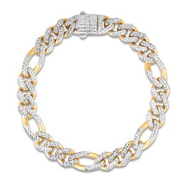 Men's Solid Diamond-Cut Figaro Chain Bracelet 14K Yellow Gold 8.25&quot; 9.5mm