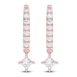 Diamond Drop Earrings 5/8 ct tw Princess/Round 14K Rose Gold