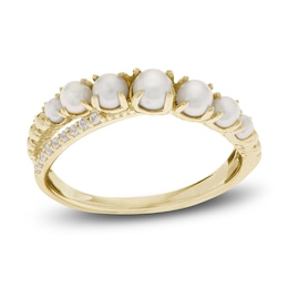 Freshwater Cultured Pearl Ring 1/10 ct tw Diamonds 14K Yellow Gold