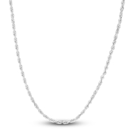 Solid Diamond-Cut Rope Chain Necklace 14K White Gold 22" 2.5mm
