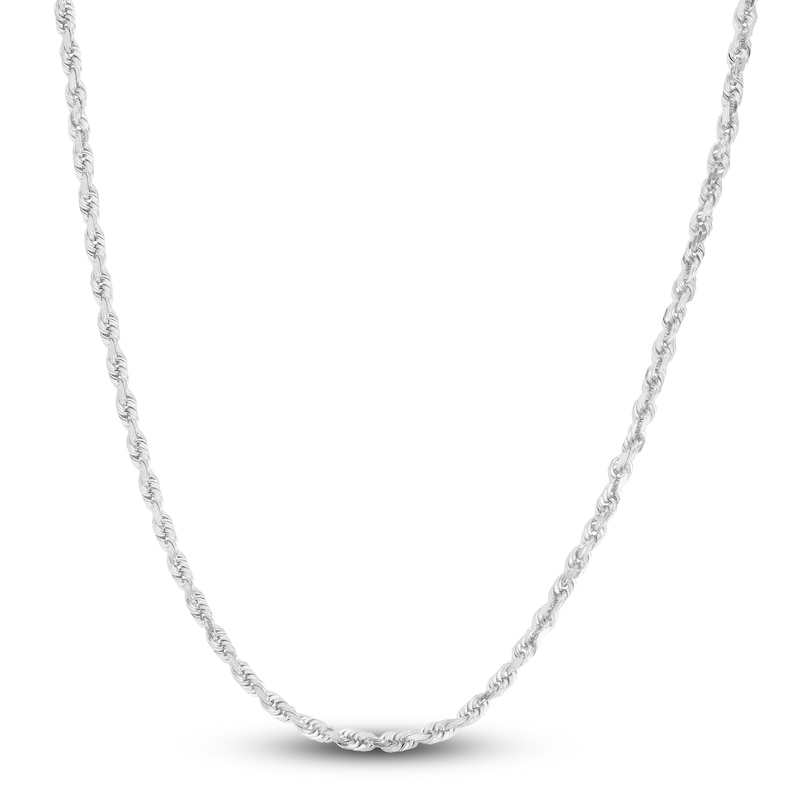 Main Image 1 of Solid Diamond-Cut Rope Chain Necklace 14K White Gold 22" 2.5mm