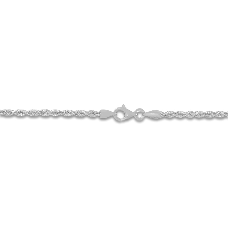 Main Image 2 of Solid Diamond-Cut Rope Chain Necklace 14K White Gold 22" 2.5mm