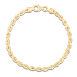 Solid Silk Rope Chain Bracelet 14K Yellow Gold 7" 3.7mm
