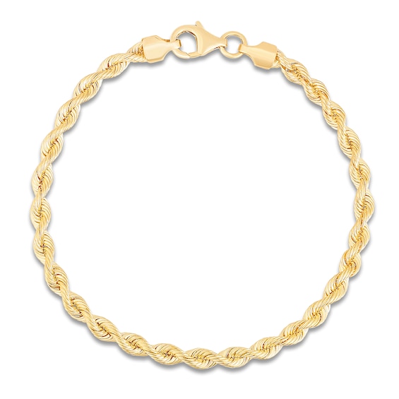Solid Silk Rope Chain Bracelet 14K Yellow Gold 7" 3.7mm
