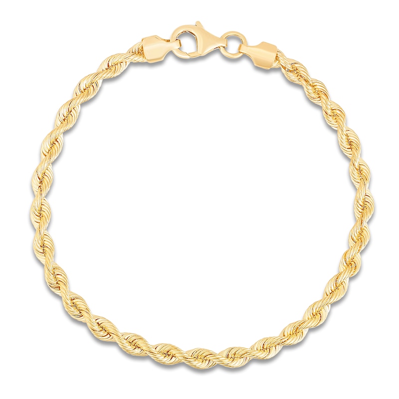 Solid Silk Rope Chain Bracelet 14K Yellow Gold 7 3.7mm