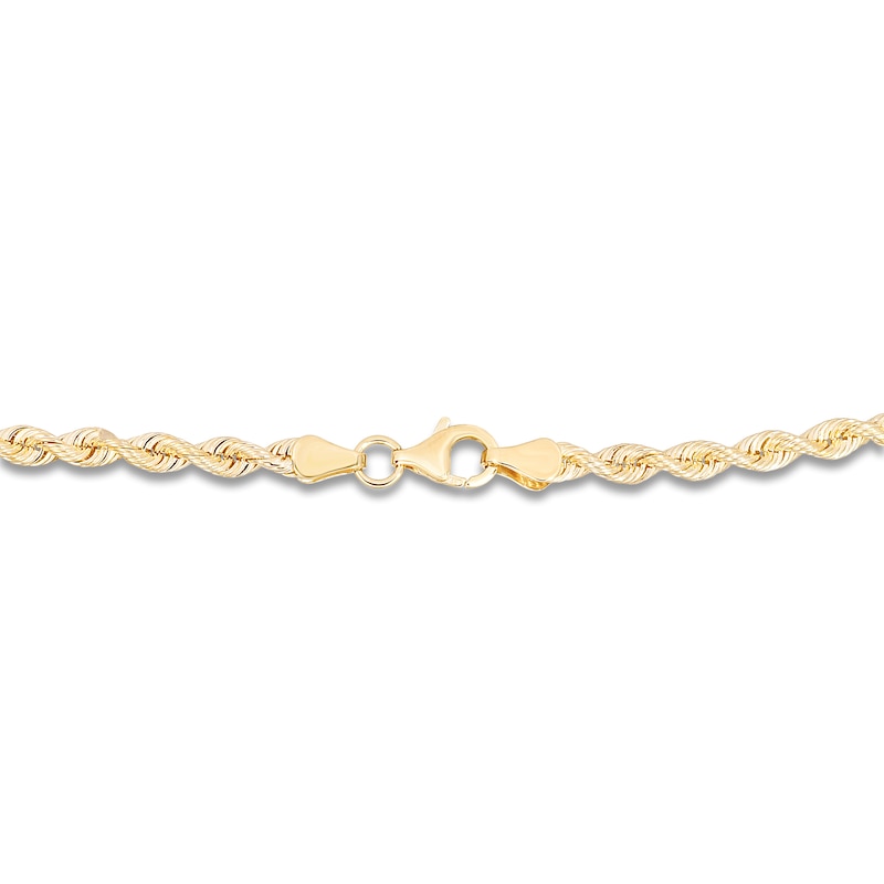 Main Image 2 of Solid Silk Rope Chain Bracelet 14K Yellow Gold 7" 3.7mm