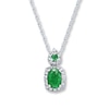 Thumbnail Image 1 of Natural Emerald Necklace 1/8 ct tw Diamonds 14K White Gold 18"