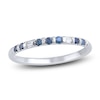 Thumbnail Image 1 of Blue & White Diamond Stackable Anniversary Band 1/6 ct tw Round/Baguette 14K White Gold