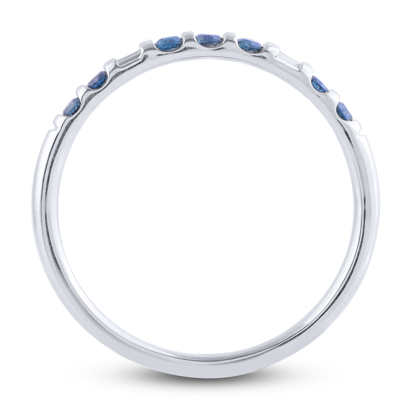 Main Image 2 of Blue & White Diamond Stackable Anniversary Band 1/6 ct tw Round/Baguette 14K White Gold