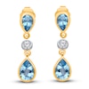 Thumbnail Image 2 of Kallati Pear-Shaped Natural Blue Topaz Dangle Earrings 1/20 ct tw Diamonds 14K Yellow Gold
