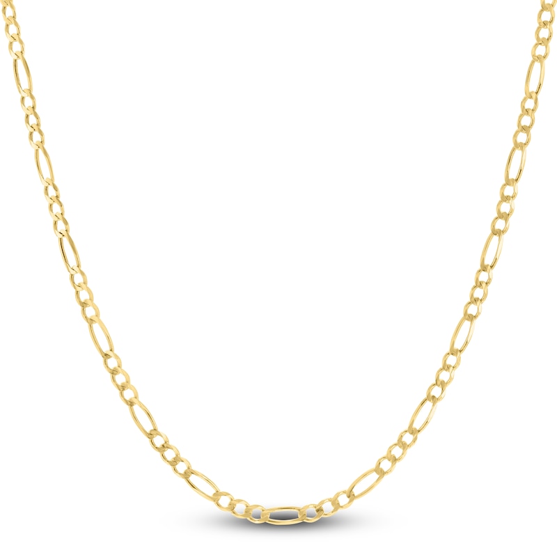 Solid Figaro Chain Necklace 14K Yellow Gold 18" 3.8mm