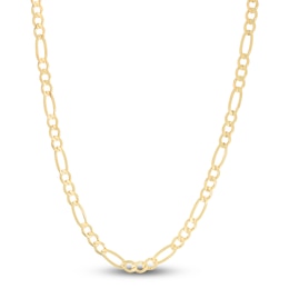 Men's Solid Figaro Chain Necklace 14K Yellow Gold 24" 6.0mm