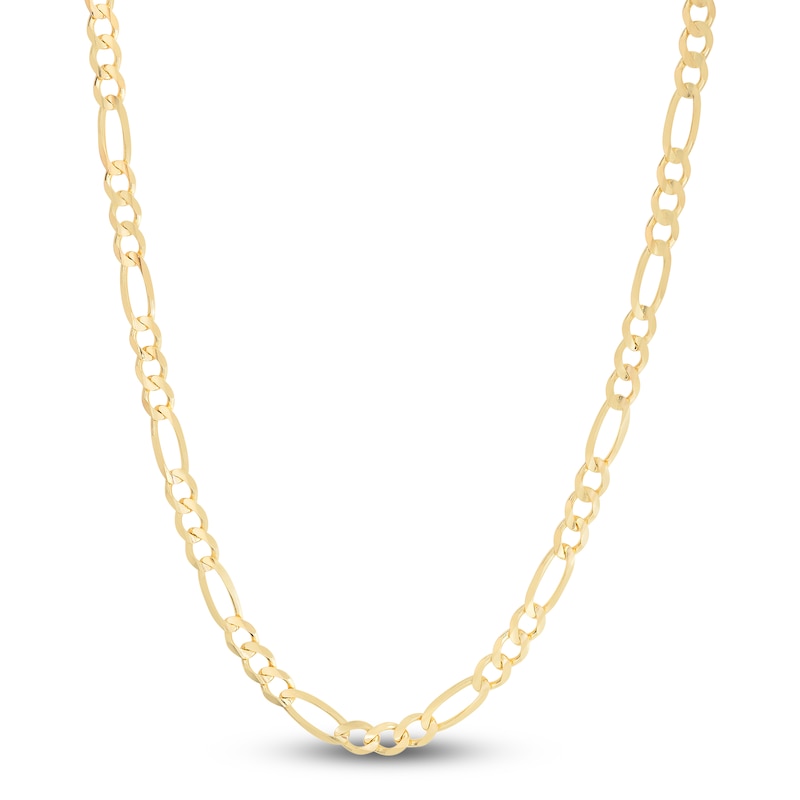 Main Image 1 of Men's Solid Figaro Chain Necklace 14K Yellow Gold 24" 6.0mm