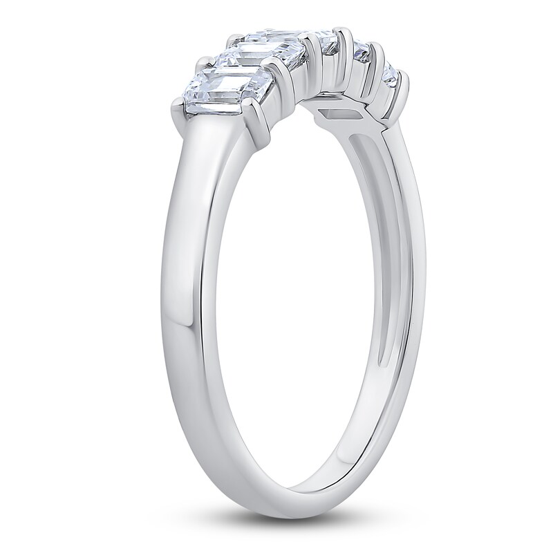 Main Image 2 of Diamond Anniversary Ring 7/8 ct tw Emerald 14K White Gold