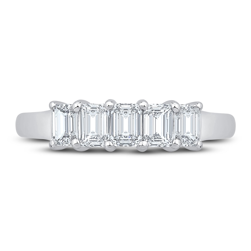 Main Image 3 of Diamond Anniversary Ring 7/8 ct tw Emerald 14K White Gold