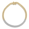 Thumbnail Image 1 of Diamond Cuban Bracelet 1/2 ct tw Round 14K Yellow Gold 7.5"