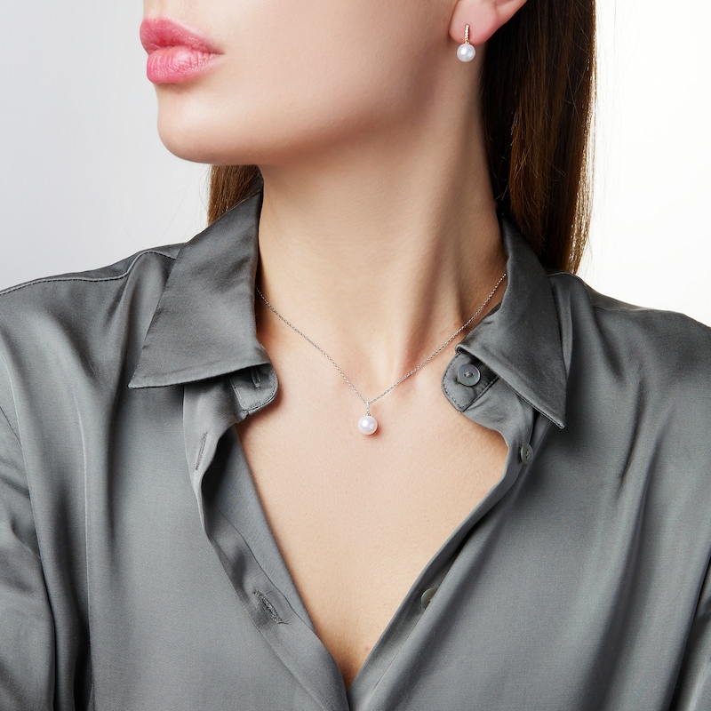 Main Image 5 of Yoko London Freshwater Cultured Pearl Necklace Diamond Accents 18K White Gold 18"