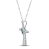 Thumbnail Image 2 of Natural Emerald & Diamond Cross Pendant 1/10 ct tw 14K White Gold