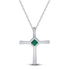 Thumbnail Image 3 of Natural Emerald & Diamond Cross Pendant 1/10 ct tw 14K White Gold