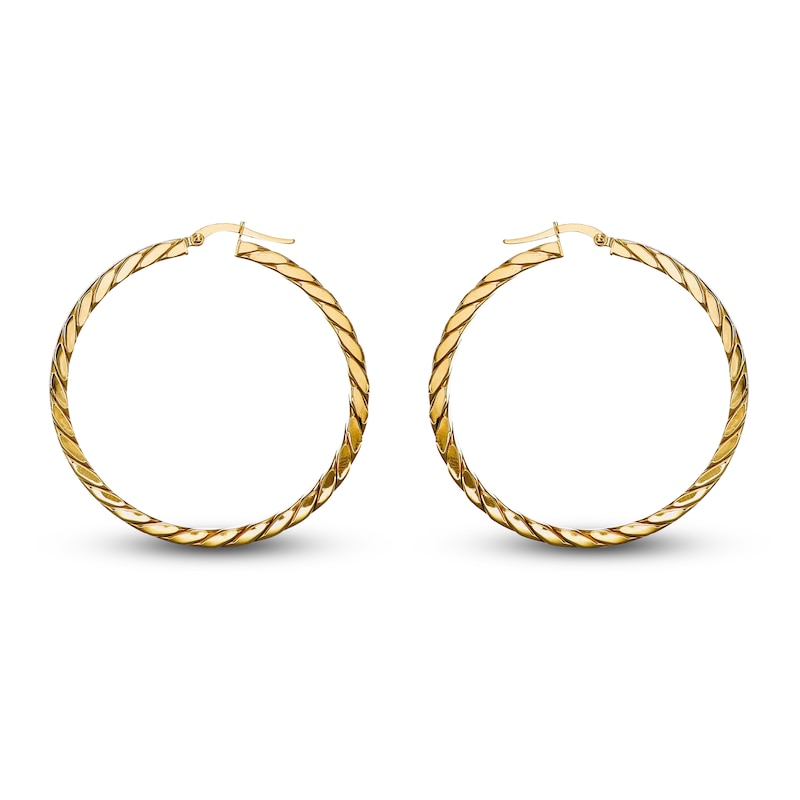 Italia D'Oro Diamond-Cut Twisted Hoop Earrings 14K Yellow Gold