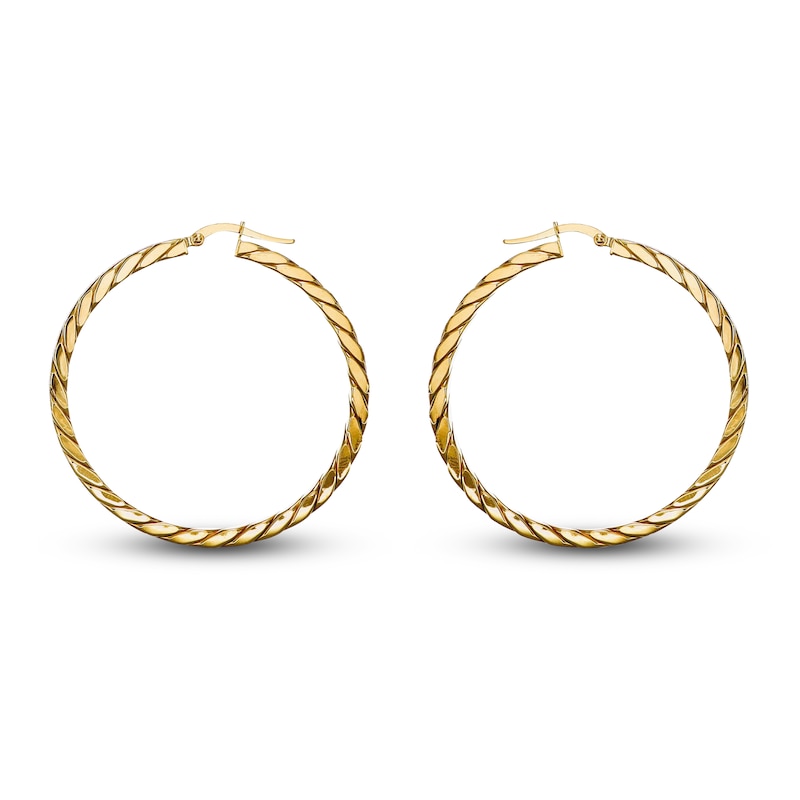 Main Image 2 of Italia D'Oro Diamond-Cut Twisted Hoop Earrings 14K Yellow Gold 40mm