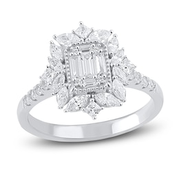 Baguette, Princess, Round & Marquise-Cut Diamond Ring 1 ct tw 14K White Gold