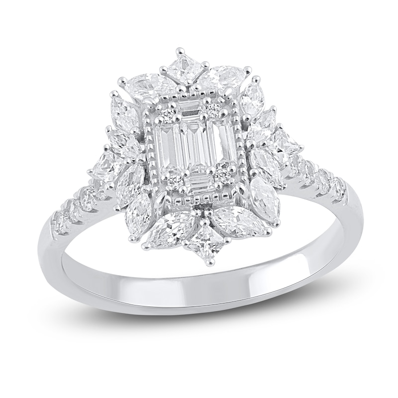 Main Image 1 of Baguette, Princess, Round & Marquise-Cut Diamond Ring 1 ct tw 14K White Gold