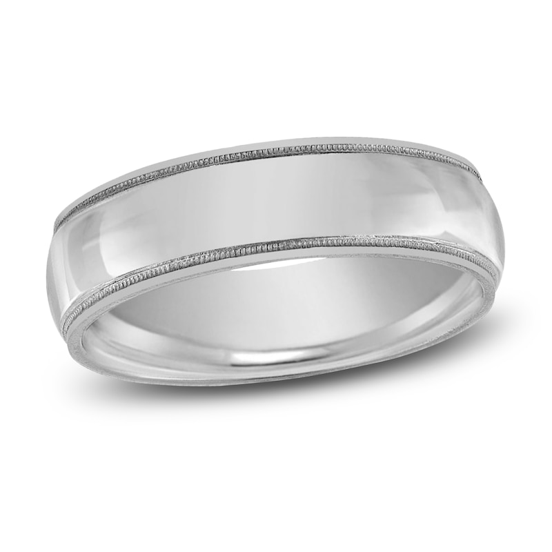 Main Image 1 of Milgrain Beveled Wedding Band Platinum 7mm