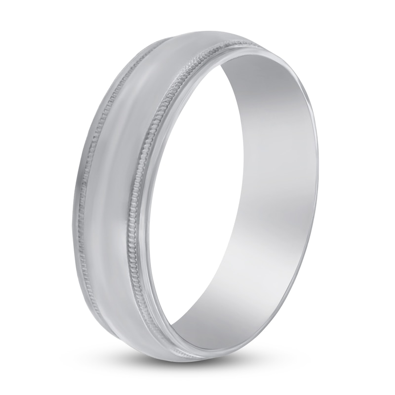 Main Image 2 of Milgrain Beveled Wedding Band Platinum 7mm