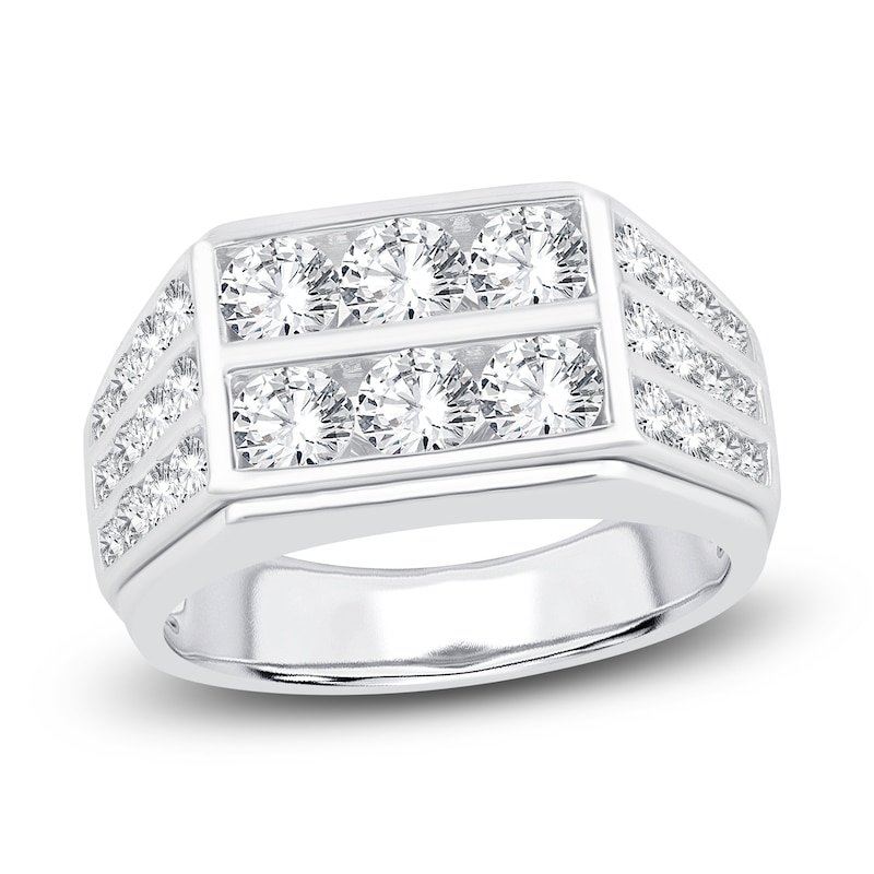 Men's Diamond Double Row  Wedding Band 3 ct tw 14K White Gold