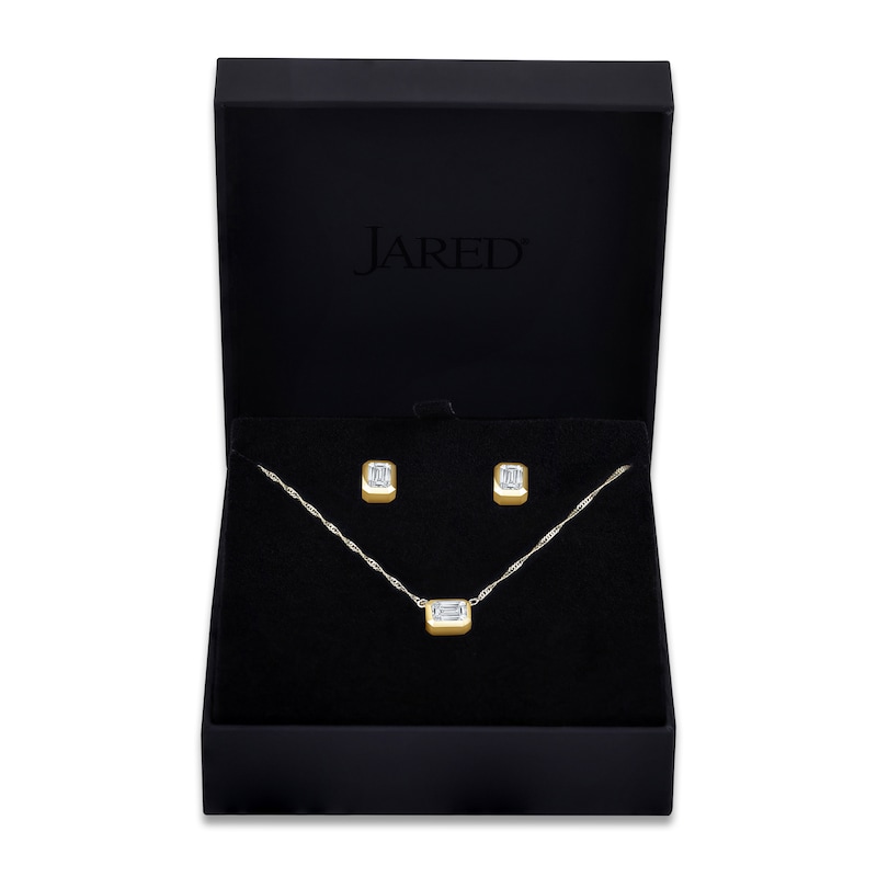 Main Image 1 of Lab-Grown Emerald-Cut Diamond Box Set 3 ct tw 14K Yellow Gold