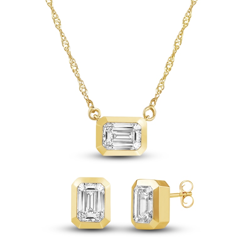 Main Image 2 of Lab-Grown Emerald-Cut Diamond Box Set 3 ct tw 14K Yellow Gold