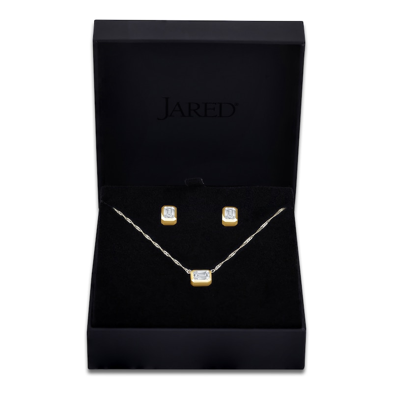 Main Image 1 of Lab-Grown Emerald-Cut Diamond Box Set 1-1/2 ct tw 14K Yellow Gold