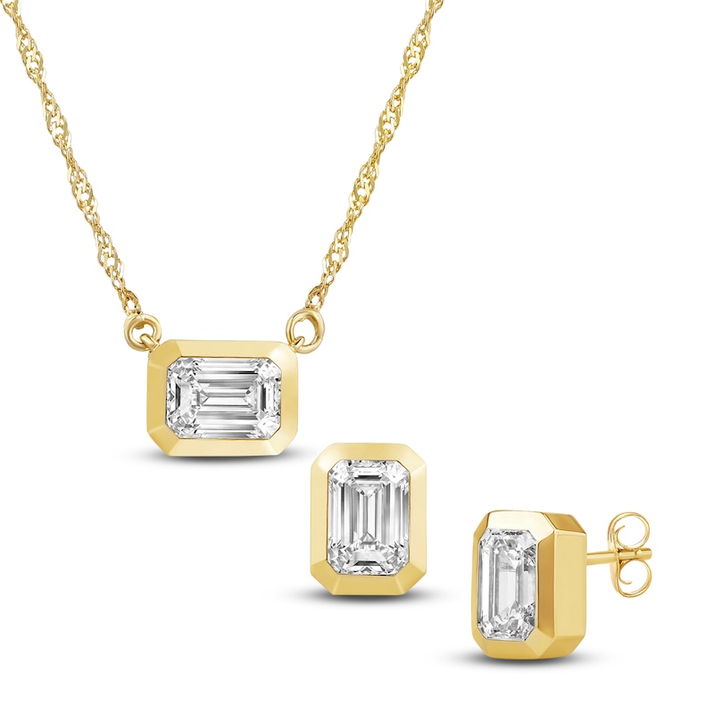 Main Image 2 of Lab-Grown Emerald-Cut Diamond Box Set 1-1/2 ct tw 14K Yellow Gold